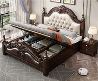 Ensemble de meubles de chambre à coucher en bois de teck massif, style européen moderne du milieu du siècle, personnalisé, en cuir, de luxe, pour hôtel