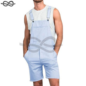 Short à bretelles décontracté pour hommes en coton léger coupe ample pull en jean costume poches élégant marche barboteuses courtes vêtements de tous les jours - Product Image 6