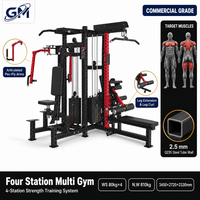Máquina de entrenamiento multifuncional comercial de 4 estaciones con cable cruzado y pila de pesas para gimnasio