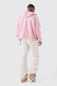 Nueva Sudadera con capucha de Color Rosa Unisex de gran tamaño Heavy Custom Logo Zipper Hoodie 450 GSM Zip up Sudadera personalizable - Product Image 4