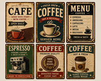 Plaque Métallique Vintage pour Menu Café, Décoration Murale Rétro pour Café, Bar à Domicile, Cuisine, Affiche Métallique Personnalisée, Vente en Gros