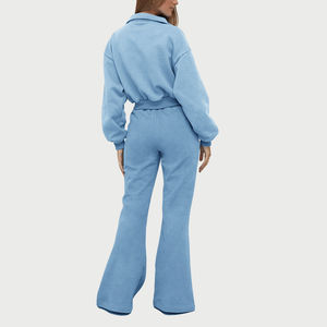 2025 nouveauté femmes Style décontracté survêtement de haute qualité tricoté polaire col montant évasé pantalons de survêtement pour automne saison costume - Product Image 4