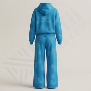 Casual Womens Acid Wash Hoodie Pullover <b>Sweatshirt</b> With Matching Pants All Season <b>Vintage</b> Fleece Tracksuit Outfit Two Piece - Product Image 2