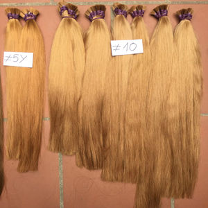 Extensiones de cabello Remy brasileño súper doble dibujado, cabello humano virgen a granel recto teñido de Color claro en todos los colores - Product Image 1