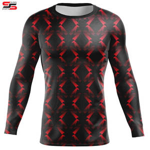 Offre Spéciale hommes Durable professionnel à manches courtes Rash Guard personnalisé imprimé Compression chemises Sublimation Technique MMA tissu - Product Image 1