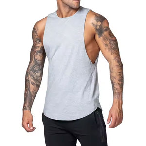 Camiseta sin mangas de algodón pesado de alta calidad para hombre, camiseta sin mangas acanalada con tirantes de gimnasio personalizada, corte cuadrado, deporte muscular transpirable - Product Image 2