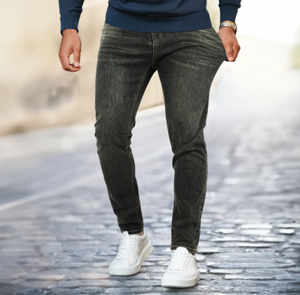 Pantalones de mezclilla negros con logotipo personalizado para hombre High Street Fashion Skinny Slim Fit Jeans Streetwear Urban Quality Jeans para EE. UU. Y Europa - Product Image 4