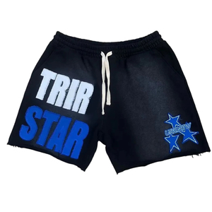 Pantalones cortos de chándal de motorista de algodón de rizo francés informal para correr para hombre, pantalones cortos de gimnasio con lavado ácido, pantalones cortos de baloncesto para hombre - Product Image 3