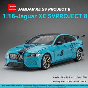 รถโมเดล Jaguar XE SV Project 8 ผลิตจากโลหะ ขนาด 1:18 รุ่นรถซีดานสมรรถนะสูง พร้อมประตูที่เปิดได้ เสียงและไฟ - Product Image 3