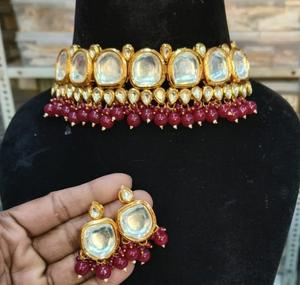 Ethnic Kundan Meenakari Jewelry <b>Set</b> Gold-Plated Brass <b>Necklace</b> Earrings for Weddings Anniversaries <b>Bridal</b> Wear Perfect Gift - Product Image 1