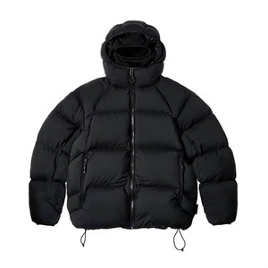 Custom Printed Men's Winter Jacket Padded Stand Collar Zipper Windbreaker with Hood Canvas <b>Fabric</b> Warm Puffer jacket - Product Image 4