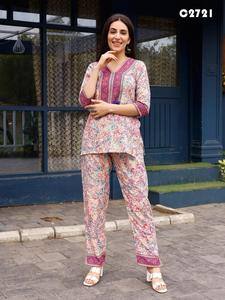 Diseñador de alta calidad Rayon Co-ord Set Beautiful Easy Breezy Cómodo para fiestas Ropa india y pakistaní Precio al por mayor - Product Image 5