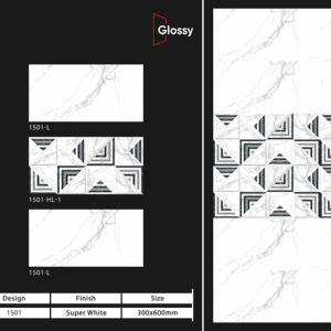 Carreaux muraux en céramique 300x600mm pour salle de bain et cuisine, finition brillante, mate, effet sucre, design intérieur luxueux. - Product Image 1