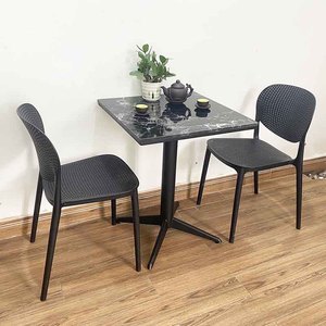 CBCF202 Stone Top Coffee Table and 2 Plastic Chairs for <b>Restaurant</b> <b>Sets</b> - Product Image 2