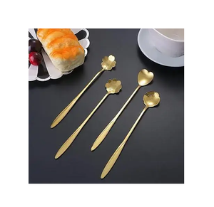 4 pièces or couverts Dessert cuillères cuillères à café fourchettes sucre orné laiton Vintage pâtisserie fantaisie thé fête utilisation - Product Image 6