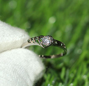 925 Sterling Silver Moissanite <b>Fine</b> <b>Ring</b> Rhodium Plated for Wedding Engagement Religious Anniversary or Party Gift Idea - Product Image 3