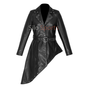 Abrigo de invierno térmico asimétrico de piel de oveja negro original para mujer, superventas OEM, MOQ bajo, transpirable, teñido liso - Product Image 1