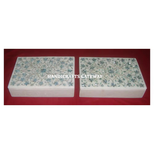 คุณภาพสูงและขนาดใหญ่กล่องหินอ่อนอินเดียสีขาวฝังแม่ของมุกการใช้งานที่กําหนดเองกล่องของงานแต่งงานรายการตกแต่ง - Product Image 1