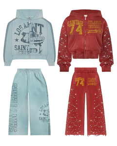 Ensemble de survêtement en molleton uni décontracté d'hiver 100% coton de haute qualité Personnalisable Personnalisation complète disponible Logo personnalisé - Product Image 2