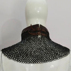 Chainmail Aventail Collar Medieval-Armadura SCA hecha para acero suave de 9 mm remachado plano con anillo de arandela - Product Image 3
