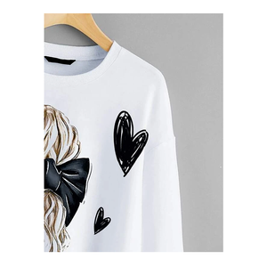 New Design Autumn Winter Plain Woman Sweatshirts Fashion Pullover Women Crew Neck Pullover Sweatshirt - Product Image 3