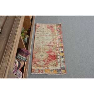 Tapis Vintage en Laine Rouge Beige Turc 16x32ft Grand Style Bohème Motif Abstrait Rectangle Couloir Design 10mm Latex - Product Image 1