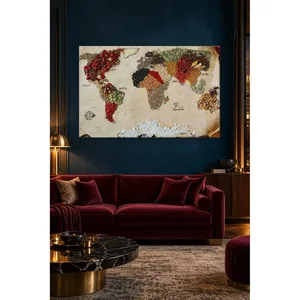 Impresión en Lienzo del Mapa del Mundo Fida Hecha con Especias y Granos - Product Image 2