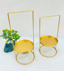 Ensemble de 2 bougeoirs métalliques dorés pour la décoration de la maison Diwali Gifting Christmas Bedroom 12 Inch Gold - Product Image 6