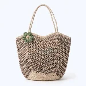 Crochet <b>Raffia</b> Handmade Bohemian Fashion Shoulder Bag Woven <b>Tote</b> Openwork Flower Hobo Purse for Casual Travel Beach - Product Image 4