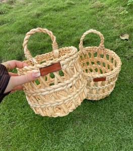 Cesta de Almacenamiento Multiusos de Pasto Marino Tejida a Mano |   Organizador de Jacinto de Agua Natural |   Almacenamiento Ecológico para el Hogar - Product Image 4