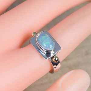 แหวนโอปอลเงินแท้ 925 ชุบทองคำขาว ประดับเพชรทรงแฟนซี สำหรับผู้หญิง เป็นของขวัญ - Product Image 3