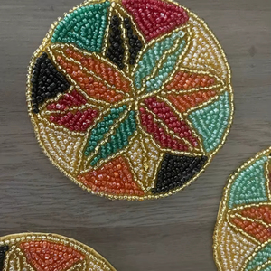 Handmade Glass Beaded <b>Coasters</b>-Classic <b>Drink</b> <b>Coasters</b> with Polyester Backing (4x4 Inch) for Church & Religious Gifts - Product Image 1