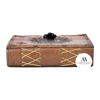 Carnet en cuir véritable Sun Moon Al Amir fait main, imprimé, vintage, 200 pages à bords festonnés, design céleste classique pour hommes