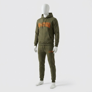 <b>Men</b> Olive Green Hoodie Tracksuit Set <b>Pullover</b> Sweatshirt Jogger Pants Premium Sportswear Gym Training Running Fitness Casual Out - Product Image 1