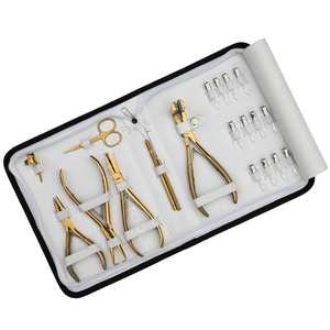 Hair Extension Tool <b>Set</b> Featuring Micro Ring Hair extension pliers Tape-In Plier Finger Sectioning Ring Wire Loop Hook & Scissor - Product Image 1