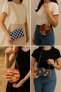 Bolso de Mano de Lujo Hecho a Mano, Duradero y Ecológico, de Madera y Resina, con Diseño Geométrico Incrustado, Cadena Cruzada, Logotipo Personalizado, Bolso de Noche - Product Image 6