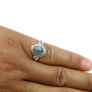 แหวนรูปไข่หินอัญมณีลาบราดอไรต์ธรรมชาติสีเงินสเตอร์ลิง925ทำด้วยมือสำหรับงานแต่งงานงานปาร์ตี้เครื่องประดับขายส่ง - Product Image 4