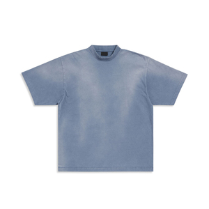 T-shirts à col rond lourds de haute qualité pour hommes T-shirts vierges personnalisables lavés à l'eau acide en détresse Streetwear - Product Image 3