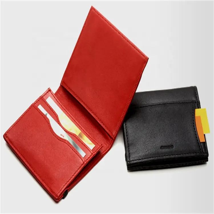 Dompet kulit pria mewah kustom kualitas tinggi dompet tempat kartu anti-rfid memblokir PU kulit terukir Logo untuk kartu bisnis