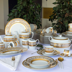 Service de Table de Luxe DIDON en Porcelaine 71 Pièces avec Motif Incrusté d'Or pour Mariage et Dîner Raffiné - Product Image 6