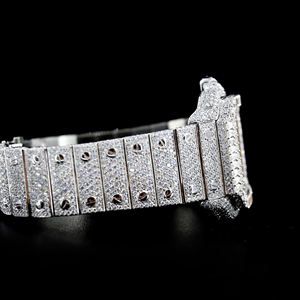 Reloj de mujer de diamante de moissanita personalizado de fábrica de lujo VVS Iced 40mm Esfera de acero inoxidable estilo Hip Hop de moda diamante completo - Product Image 2