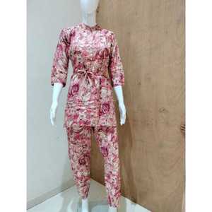 Diseñador de lujo Ropa Étnica buena calidad nuevo 2023 diseñador rayón Top y pantalón conjunto con proveedor de trabajo impreso India - Product Image 4