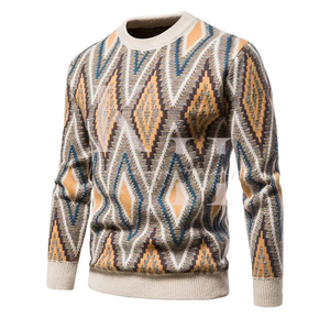 2025 suéter de mezcla de lana personalizado para hombre, suéter de cuello redondo, prendas de punto de invierno, OEM, Frente transpirable de moda para adultos - Product Image 4