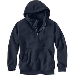 Sweat à capuche streetwear uni brodé personnalisé Quarter zipup 300 gsm polaire lourde zip coton épais zipper sweats à capuche surdimensionnés - Product Image 1