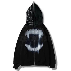 Sudaderas con capucha transpirables de alta calidad para hombre con diamantes de imitación Patrón sólido Cuello con capucha para invierno-MOQ bajo - Product Image 3