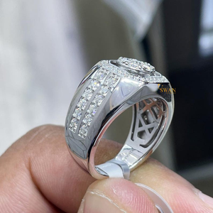 Anillo de banda con tachuelas de Hip Hop de plata 925 para hombre con diamante cultivado en laboratorio VVS certificado, regalo de joyería de lujo para marido, compromiso, boda - Product Image 3