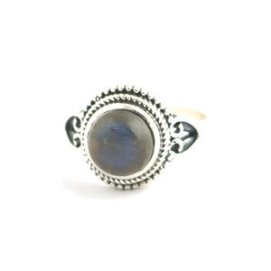 Labradorite Bezel 925 Sterling <b>Silver</b> Chunky Stackable Ring Jewelry For Women <b>Solid</b> <b>Silver</b> - Product Image 1