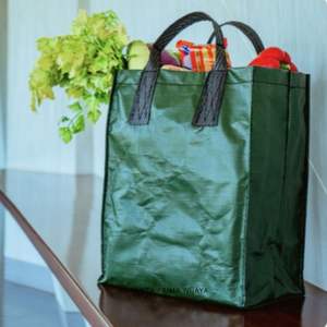 Sac à provisions à double ceinture écologique de haute qualité modèle personnalisé fourre-tout d'épicerie en HDPE pliable durable pour un usage quotidien - Product Image 4