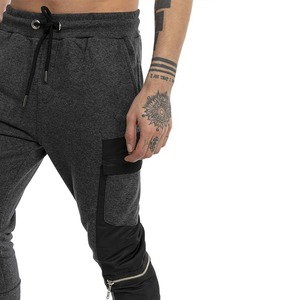 Streetwear décontracté pour hommes, pantalon de survêtement cargo taille moyenne, respirant, gris chiné, jogging de gym à la mode avec écusson noir, nouveau design - Product Image 4