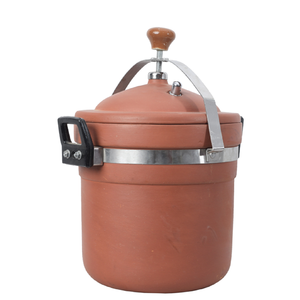 Two Terracotta Pressure Cookers, One with Glass Lid Closed and One Open - Earthenware Cookers for Versatile <b>Cooking</b> Options - Product Image 4